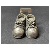 MIDWEST Miniature Silver Tone Baby Shoes