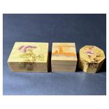 Three Natural Varnish Wood Trinket Boxes