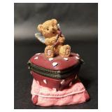 Resin Teddy Bear Heart Valentine Trinket Box