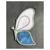 Stained Pink Blue Glass Butterfly Sun Catcher