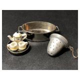Trinket Tea Set, Small Pot, Tea Strainer