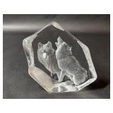 Mats Jonasson Wolves Lead Crystal Sculpture