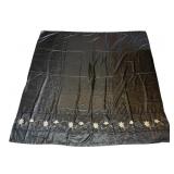 Black Satin Fabric Shower Curtain Floral Design