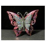 Pink and Silver Glitter Metal Butterfly Stopper