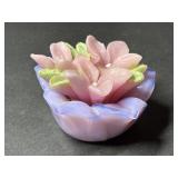 Crate & Barrel Lilac Petal Glass Tea Light Holder