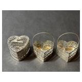 Heart Shaped Metal Mesh Trinket Box & Baskets