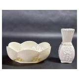 Belleek Miniature Bud Vase & Belleek Shell Dish