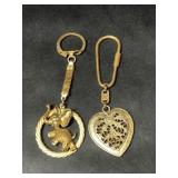 Keychains: Gold Hue Elephant, Gold Hue Heart