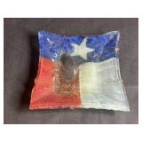 Square American Flag Glass Dish With Wall Display