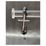 Rhinestone Cross Macrame Bracelet