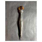 Vintage Silver Metal Orange Crystal Pen