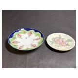 Floral Design Porcelain Saucer and Trinket Plate