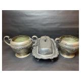 EPC Silver Plate Sugar & Creamer, Butter Dish