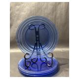 Four Cobalt Blue Glass Dinner Plates