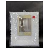 White Fabric Shower Curtain Chainstitch Design