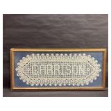 Vintage Framed Garrison Lace Doily