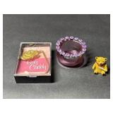 Honey Bear Thimble, Purple Bowl & Bag Caddy