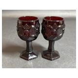Two Avon 1976 Cape Cod Deep Ruby Red Wine Glasses