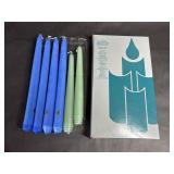 Partlite Taper Candle Sticks Green Blue
