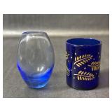 Japanese Ryukyu Blue Glass Bud Vase