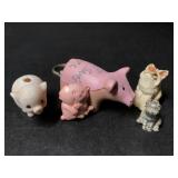 Pig Keychain, Pewter Pig, Porcelain Pig
