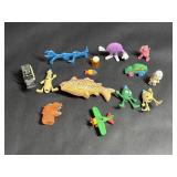 14 Vintage Small Toys, Pencil Toppers, Stretch Dog