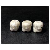 3 Vintage Teeth Rubber Pencil Toppers