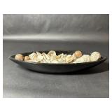 Black Ceramic Boat Shaped Dish with Sea Shells