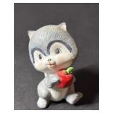Hand Painted Raccoon with Apple Figurine