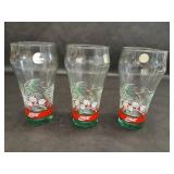 Set of Three Vintage Coca Cola Christmas Glasses