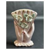 Pink Porcelain Hands Holding Fan Bud Vase