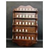 Vintage Wooden Thimble Display Rack w 56 Thimbles