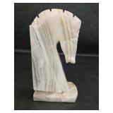 Carved Polished Onyx Horse Head Bookend