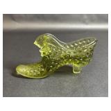 Green Glass Hobnail Design Cat Head Shoe Slipper