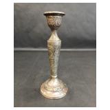 Metal Candlestick Holder w Embossed Design