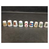 Set of Nine Porcelain Souvenir Thimbles