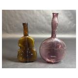 Vintage Violin Shaped Brown Glass Bottle