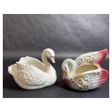 1975 Fitz & Floyd Swan Ceramic Planter Pot Vase