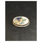 Vintage Mirrored Compact/Pill Box w Floral Design