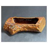 Vintage Ceramic Brown Glaze Log Planter