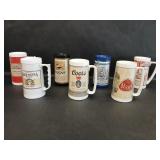 Collection of Seven Plastic Souvenir Mugs; Beer