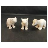3 Native American Style Polar Bear Sculptures