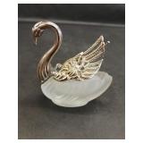 Swan Salt Cellar Glass & Metal