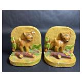 Set of Two Vintage Chalkware Fawn Bookends