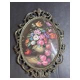 Floral Still Life Print in Bubble Glass Frame