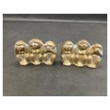 Korea Vintage Brass Hue See No Evil Monkeys