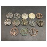 Thirteen Vintage Sports Medals