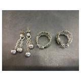 Segal Calif Ornate Scroll Silver Hue Hoop Earrings