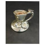 Japan Silver Hue Ceramic Rose Candlestick Holder