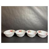 Four Melamine Red Floral Bowls